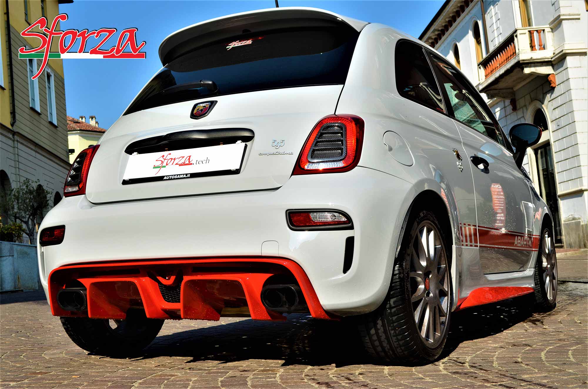 Abarth 595 Fiberglass rear diffuser 595 style with stop light